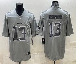 Nike Las Vegas Raiders #13 Hunter Renfrow Grey Atmosphere sleeves with patch Fashion Authentic Stitched NFL Jersey