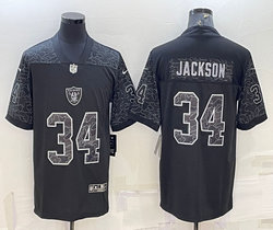 Nike Las Vegas Raiders #34 Bo Jackson Black Reflective Authentic Stitched NFL Jersey