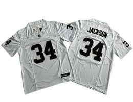 Nike Las Vegas Raiders #34 Bo Jackson White 2023 F.U.S.E Vapor Untouchable Stitched Football Jersey