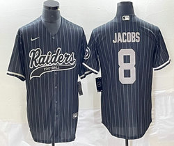 Nike Las Vegas Raiders #8 Josh Jacobs Black stripe Joint Authentic Stitched baseball jersey