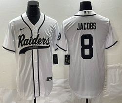 Nike Las Vegas Raiders #8 Josh Jacobs White Joint Authentic Stitched baseball jersey