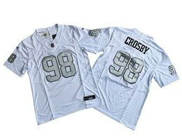 Nike Las Vegas Raiders #98 Maxx Crosby White (Silver font) 2023 F.U.S.E Authentic Stitched NFL Jersey