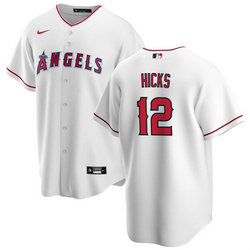 Nike Los Angeles Angels #12 Aaron Hicks White Game Authentic Stitched MLB Jersey