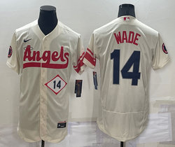 Nike Los Angeles Angels of Anaheim #14 Tyler Wade 14 in front Cream City Flexbase Authentic stitched MLB jersey