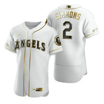 Nike Los Angeles Angels of Anaheim #2 Andrelton Simmons White Golden Flexbase Authentic stitched MLB jersey