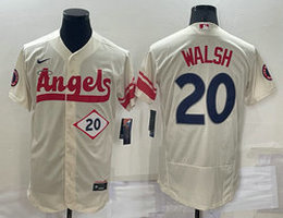 Nike Los Angeles Angels of Anaheim #20 Jared Walsh 20 in front Cream City Flexbase Authentic stitched MLB jersey