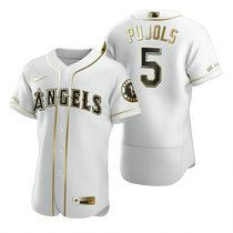 Nike Los Angeles Angels of Anaheim #5 Albert Pujols White Golden Flexbase Authentic stitched MLB jersey