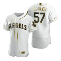 Nike Los Angeles Angels of Anaheim #57 Hansel Robles White Golden Flexbase Authentic stitched MLB jersey