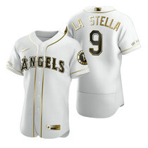 Nike Los Angeles Angels of Anaheim #9 Tommy La Stella White Golden Flexbase Authentic stitched MLB jersey