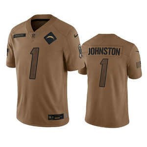 Nike Los Angeles Chargers #1 Quentin Johnston 2023 Brown Salute To Service Authentic Stitched NFL Jersey
