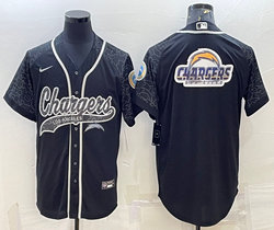 Nike Los Angeles Chargers Blank Black Reflective team logo Authentic Stitched baseball jersey