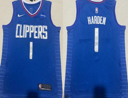 Nike Los Angeles Clippers #1 James Harden Blue 2024 With Advertising Stitched NBA Jersey