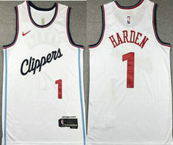 Nike Los Angeles Clippers #1 James Harden White 2023 Stitched NBA Jersey