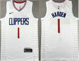 Nike Los Angeles Clippers #1 James Harden White 2024 Stitched NBA Jersey