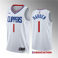 Nike Los Angeles Clippers #1 James Harden White Stitched NBA Jersey