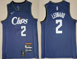 Nike Los Angeles Clippers #2 Kawhi Leonard Navy 2024 City Authentic Stitched NBA Jersey