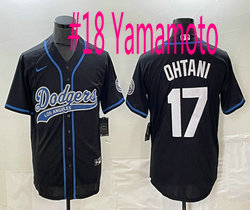 Nike Los Angeles Dodgers #18 Yamamoto Black Joint Stitched MLB Jersey