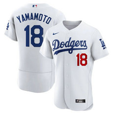 Nike Los Angeles Dodgers #18 Yoshinobu Yamamoto White FlexBase Stitched Baseball Jersey