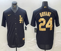 Nike Los Angeles Dodgers #24 Kobe bryant Black Gold 4(IV) Authentic Stitched MLB Jersey