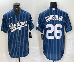 Nike Los Angeles Dodgers #26 Tony Gonsolin Blue White stripe Throwback Authentic Stitched MLB jersey