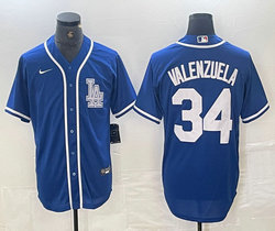 Nike Los Angeles Dodgers #34 Fernando Valenzuela Blue logo Joint Stitched MLB Jersey