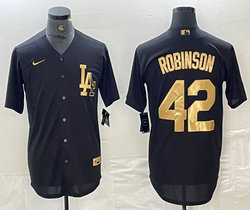 Nike Los Angeles Dodgers #42 Jackie Robinson Black Gold 4(IV) Stitched MLB Jersey
