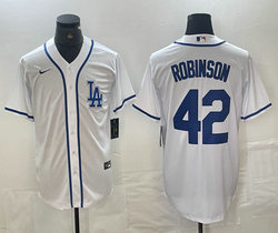 Nike Los Angeles Dodgers #42 Jackie Robinson White logo Joint Stitched MLB Jersey