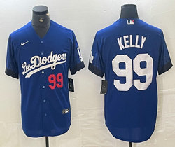 Nike Los Angeles Dodgers #99 Joe Kelly Blue City Red 31 front Game Authentic Stitched MLB Jersey