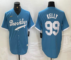Nike Los Angeles Dodgers #99 Joe Kelly light Blue Gold logo throwback Authentic Stitched MLB Jersey