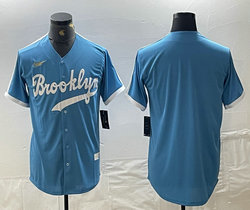 Nike Los Angeles Dodgers Blank light Blue Gold logo throwback Authentic Stitched MLB Jersey