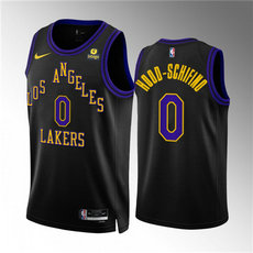 Nike Los Angeles Lakers #0 Jalen Hood-Schifino 2024 Black City With Advertising Stitched NBA Jersey