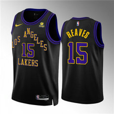 Nike Los Angeles Lakers #15 Austin Reaves 2024 Black City With Advertising Stitched NBA Jersey