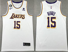 Nike Los Angeles Lakers #15 Austin Reaves White 6 patch With Advertising Authentic Stitched NBA jersey