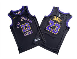 Nike Los Angeles Lakers #23 Lebron James Black 23-24 City Authentic Stitched NBA jerseys