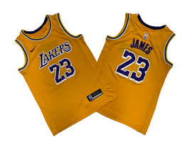 Nike Los Angeles Lakers #23 Lebron James Gold Authentic Stitched NBA jerseys