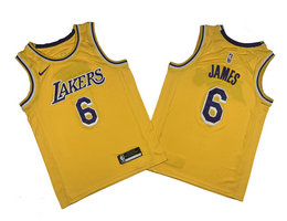 Nike Los Angeles Lakers #6 Lebron James Gold Authentic Stitched NBA jerseys