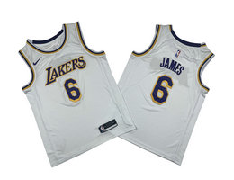 Nike Los Angeles Lakers #6 Lebron James White Authentic Stitched NBA jerseys