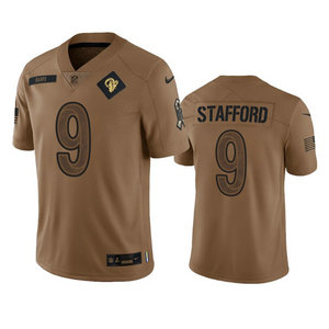 Nike Los Angeles Rams #9 Matthew Stafford 2023 Brown Salute To Service Authentic Stitched NFL Jersey