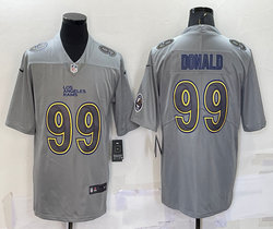 Nike Los Angeles Rams #99 Aaron Donald Grey Atmosphere sleeves with patch Fashion Authentic Stitched NFL Jersey