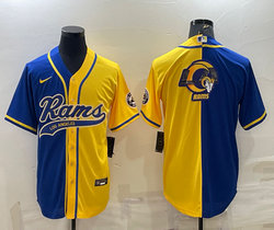 Nike Los Angeles Rams Blank Gold and Blue Joint Team Logo Authentic Stitched baseball jersey