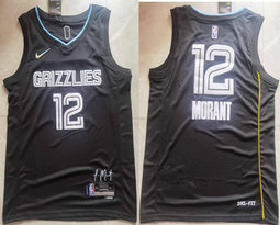 Nike Memphis Grizzlies #12 Ja Morant Black MVP Authentic Stitched NBA jersey