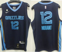 Nike Memphis Grizzlies #12 Ja Morant Navy 6 Patch 2022-23 NBA jersey