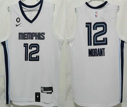 Nike Memphis Grizzlies #12 Ja Morant White 6 Patch 2022-23 NBA jersey