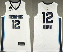 Nike Memphis Grizzlies #12 Ja Morant White 6 Patch 22-23 With Advertising NBA jersey