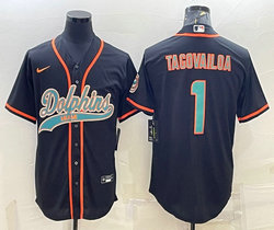 Nike Miami Dolphins #1 Tua Tagovailoa Black Joint Authentic Stitched baseball jersey