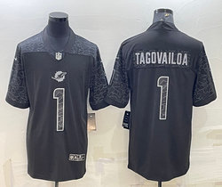 Nike Miami Dolphins #1 Tua Tagovailoa Black Reflective Authentic Stitched NFL jersey