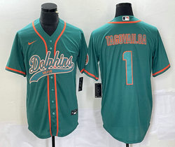 Nike Miami Dolphins #1 Tua Tagovailoa Green Joint adults Authentic Stitched baseball jersey