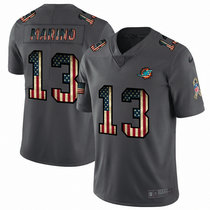 Nike Miami Dolphins #13 Dan Marino Tribute to retro flag Carbon black Authentic Stitched NFL Jersey