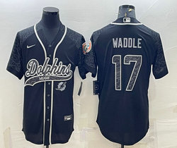 Nike Miami Dolphins #17 Jaylen Waddle Black Reflective Authentic Stitched baseball jersey