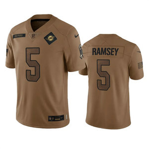 Nike Miami Dolphins #5 Jalen Ramsey 2023 Brown Salute To Service Authentic Stitched NFL Jersey